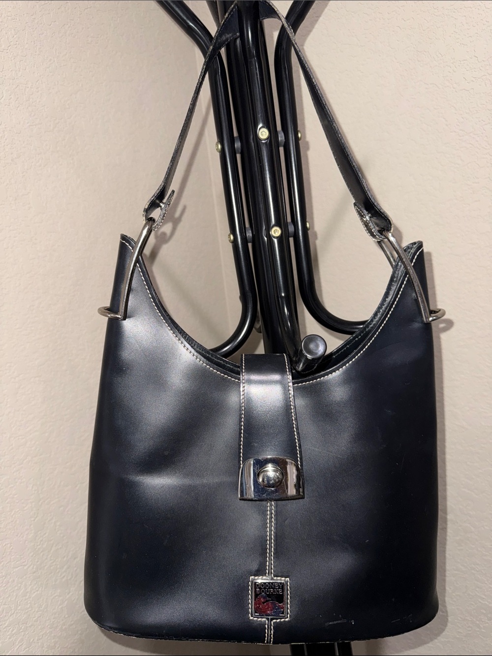 Dooney & Bourke Black Shoulder Bag with Silver Hardware